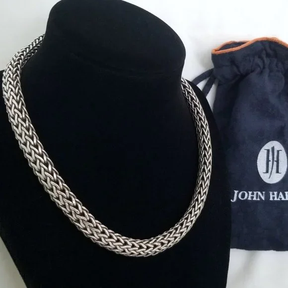 SOLD - JOHN HARDY - ICON Sterling Silver 11mm Woven Necklace - Mint! $2200 - Picture 5 of 7